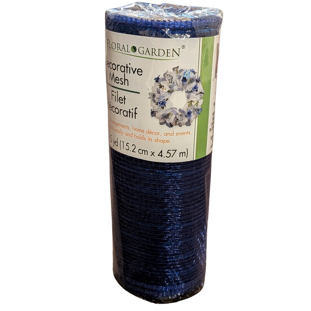 Floral Garden Royal Blue Decorative Mesh Ribbon 6 Inch x 5 Yards Wreath Crafting